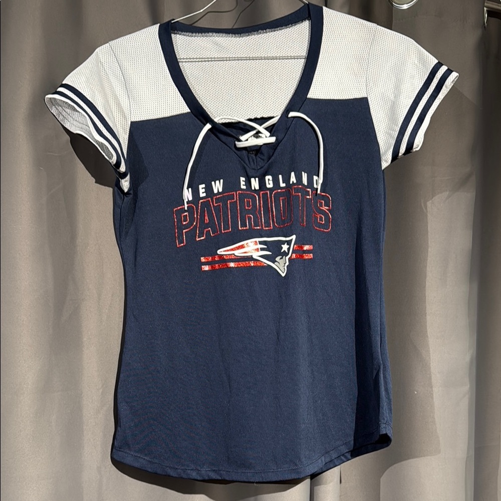 NFL Blue and White Short Sleeve Tee New England Patriots